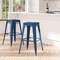 Merrick Lane Elba Series Metal Stool with Powder Coated Finish and Integrated Floor Glides
